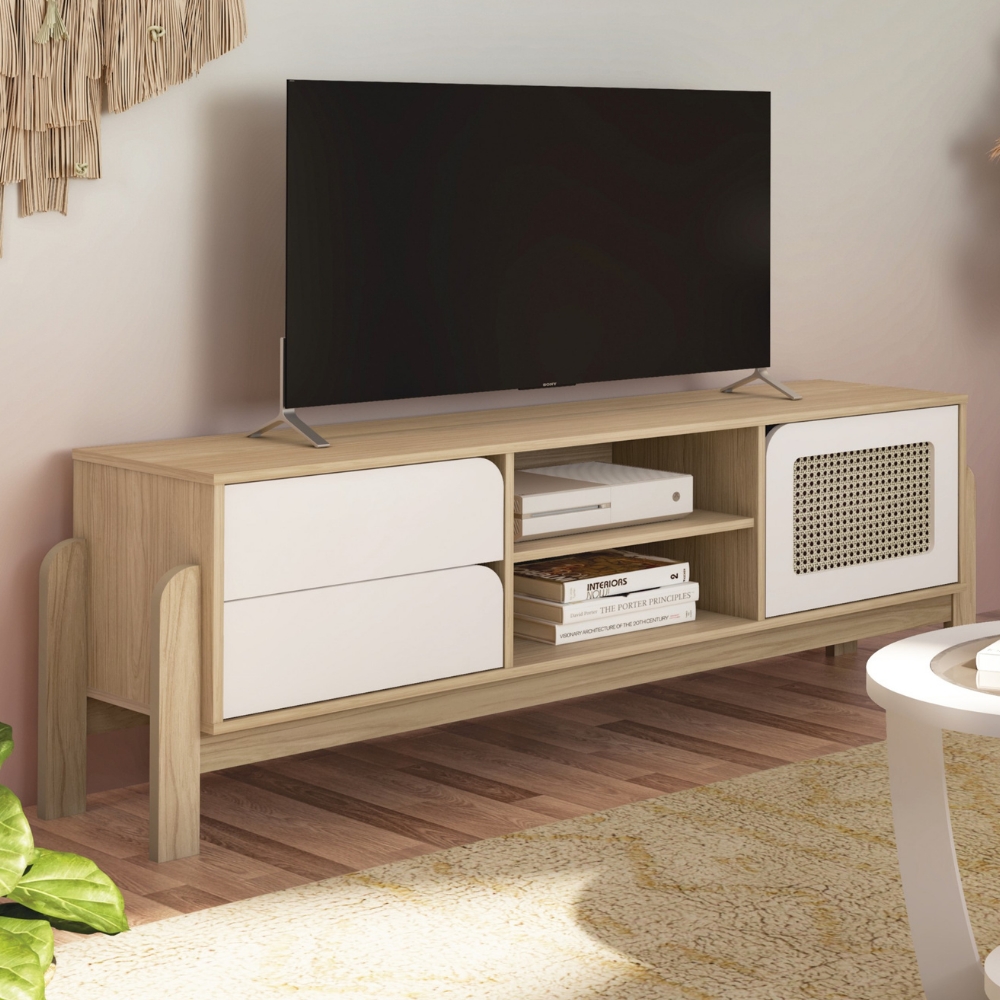 Rack Bancada Tv 65 Pol Nature 160 cm Branco Naturale ARLY