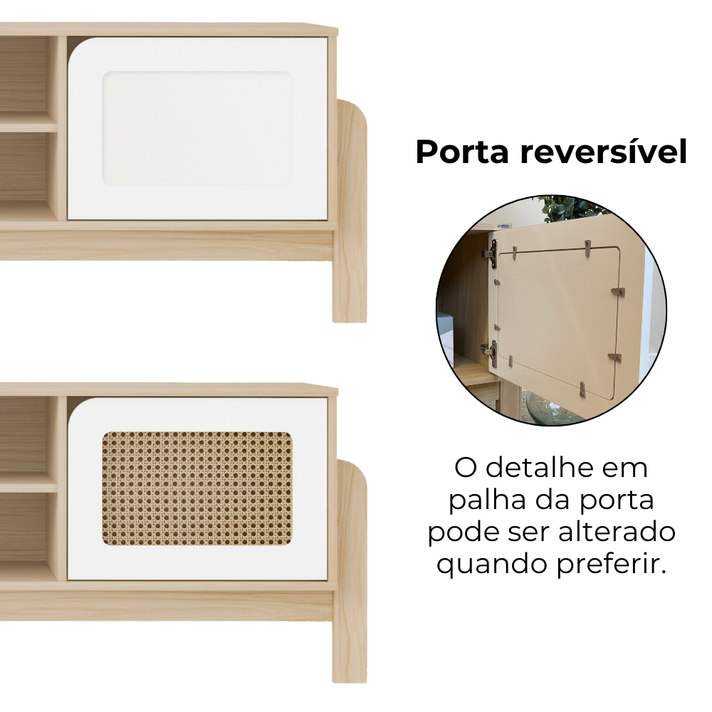 Rack Bancada Tv 65 Pol Nature 160 cm Branco Naturale ARLY