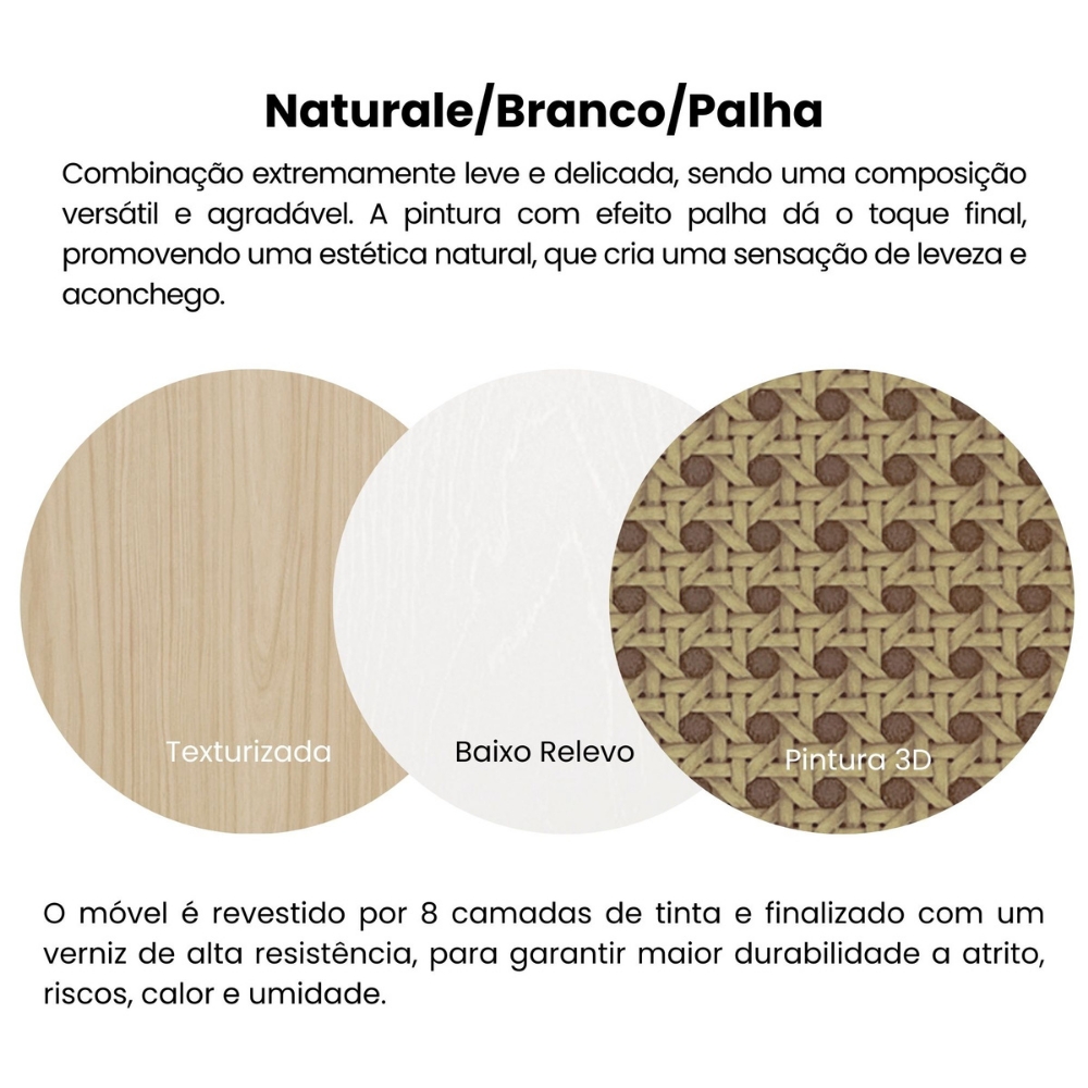 Rack Bancada Tv 65 Pol Nature 160 cm Branco Naturale ARLY