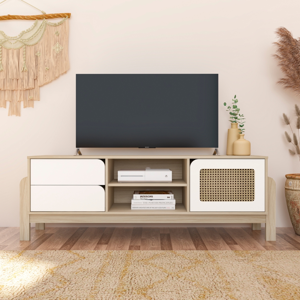 Rack Bancada Tv 65 Pol Nature 160 cm Branco Naturale ARLY
