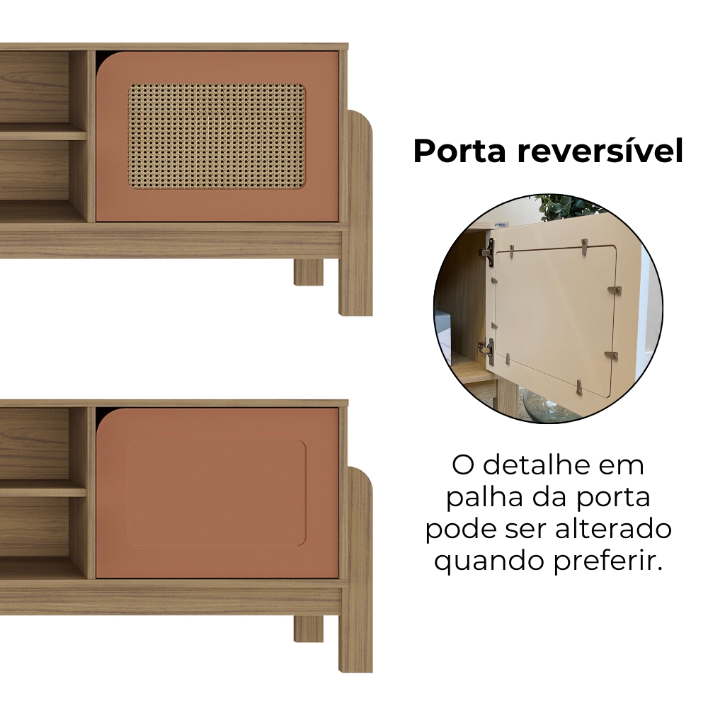 Rack Bancada Tv 65 Pol Nature 160 cm Carvalho Terracota ARLY