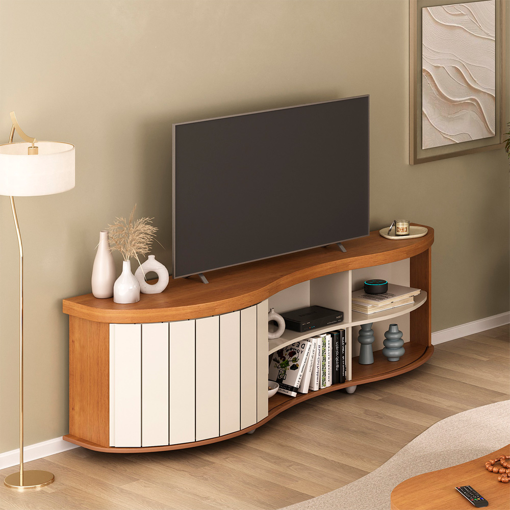 Rack Bancada Tv 75 Pol 180 cm 4699 Cinamomo Off White ARLY