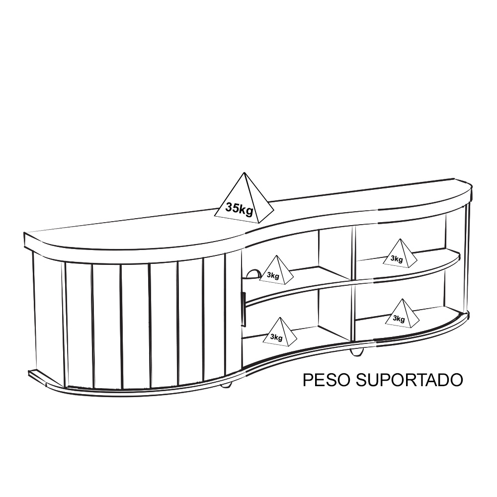 Rack Bancada Tv 75 Pol 180 cm 4700 Carvalho Off White Menta ARLY