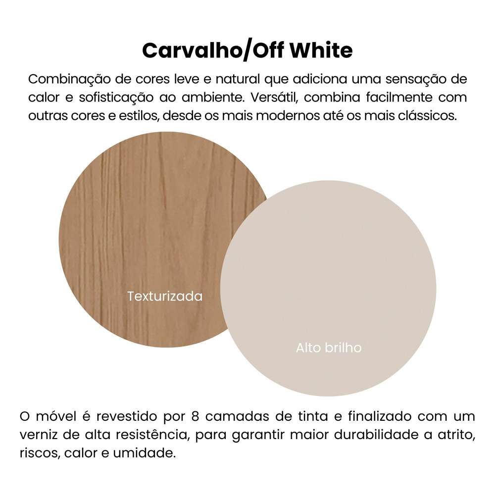 Rack Bancada Tv 75 Pol 180 cm 4700 Carvalho Off White Menta ARLY