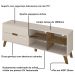 Rack Bancada Tv 75 Pol MDF 2 Gavetas Cedro Off White ARLY