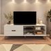 Rack Bancada Tv 75 Pol MDF 2 Gavetas Cedro Off White ARLY
