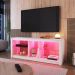 Rack Com LED 02 Prateleiras em Vidro 136cm Branco PRODDY