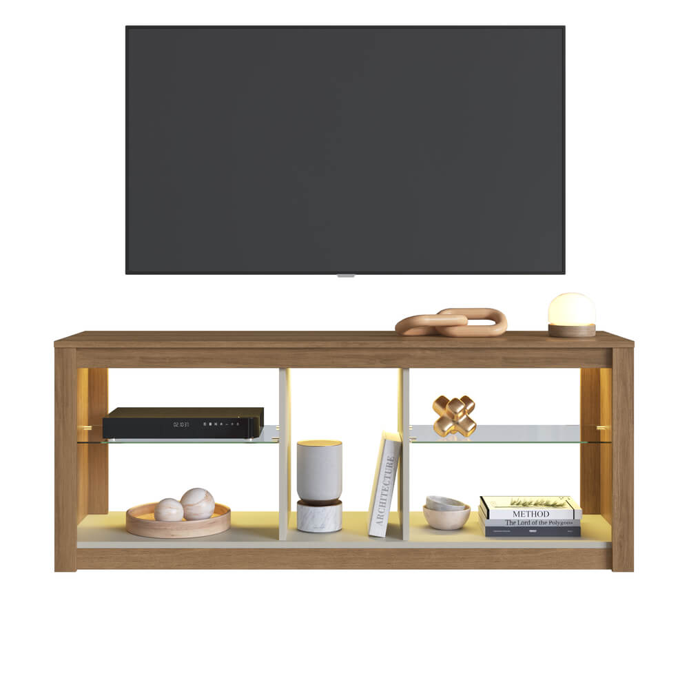 Rack Com LED 02 Prateleiras em Vidro 136cm Mel Arenas PRODDY