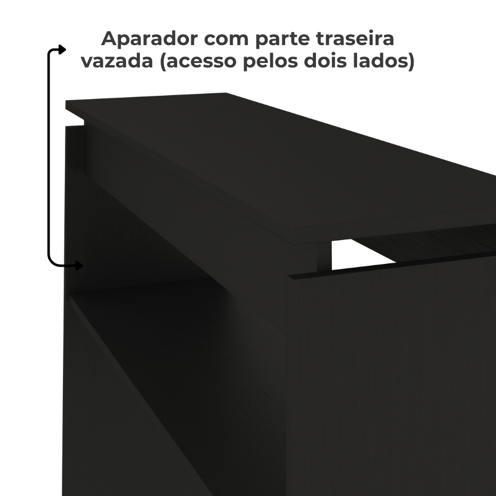 Rack Com Painel TV 75 POL Aparador E Mesa De Centro Preto ARLY