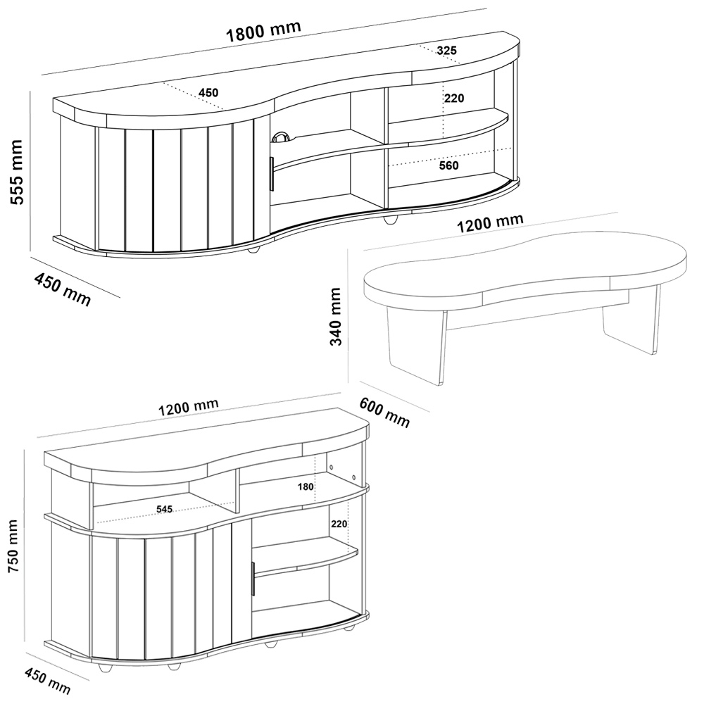 Rack Mesa Buffet Sala de Estar MG4647 Cinamomo Off White ARLY