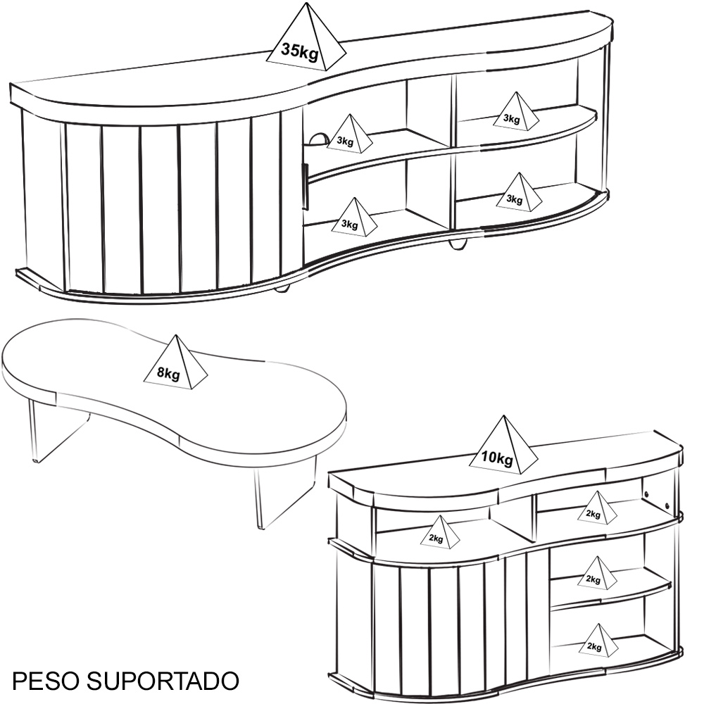 Rack Mesa Buffet Sala de Estar MG4647 Cinamomo Off White ARLY
