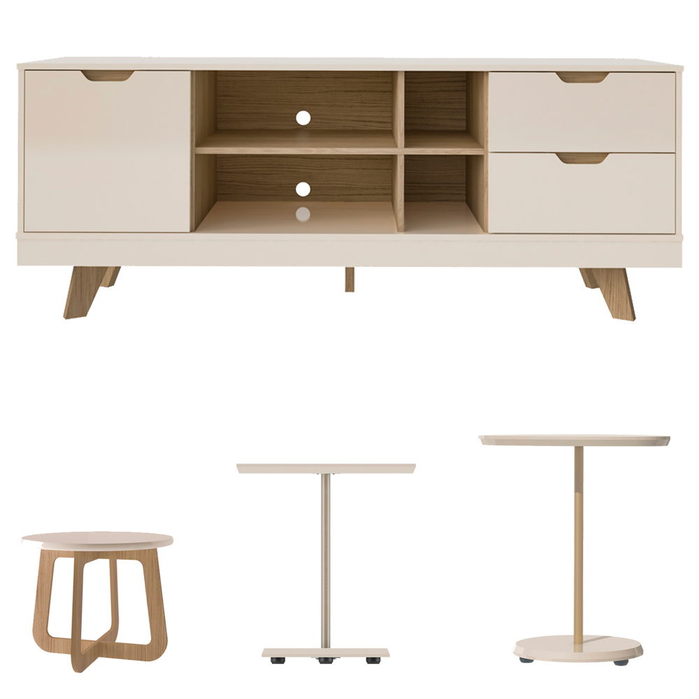 Rack Mesa Centro Apoio MJB4 Off White Carvalho ARLY