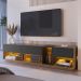 Rack Moderno Com LED 03 Gavetas 180cm Mel Grafite PRODDY