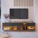 Rack Moderno Com LED 03 Gavetas 180cm Mel Grafite PRODDY