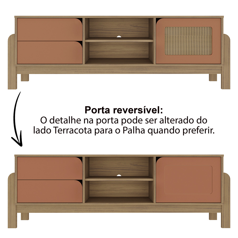 Rack Para Sala Tv 65 Pol 160 cm 4578 Carvalho Terracota ARLY