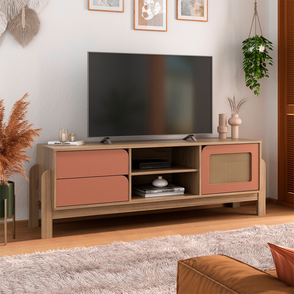 Rack Para Sala Tv 65 Pol 160 cm 4578 Carvalho Terracota ARLY