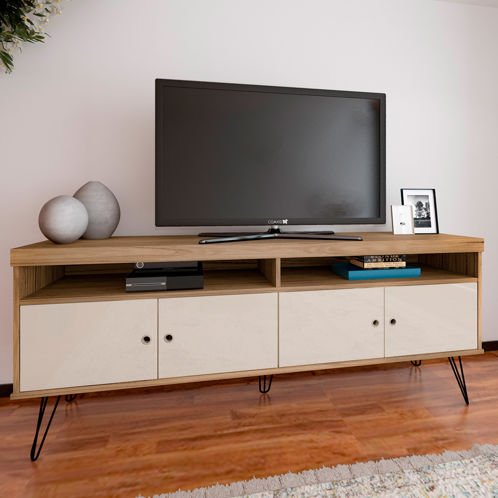 Rack Para Sala de Tv 75 Pol 160 cm 4217 Carvalho Off White ARLY