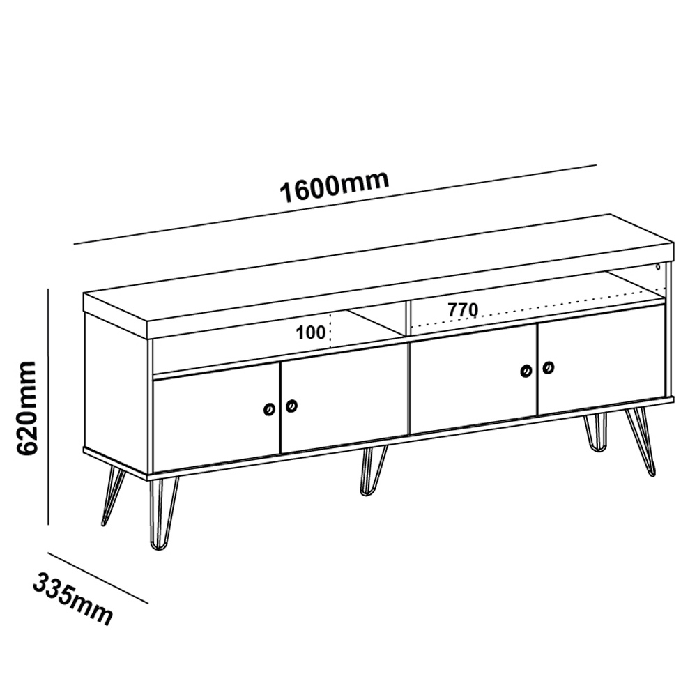 Rack Para Sala de Tv 75 Pol 160 cm 4217 Carvalho Off White ARLY