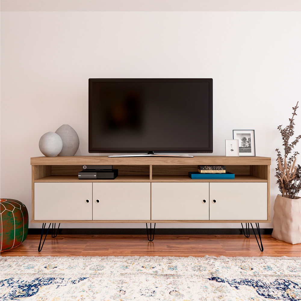 Rack Para Sala de Tv 75 Pol 160 cm 4217 Carvalho Off White ARLY