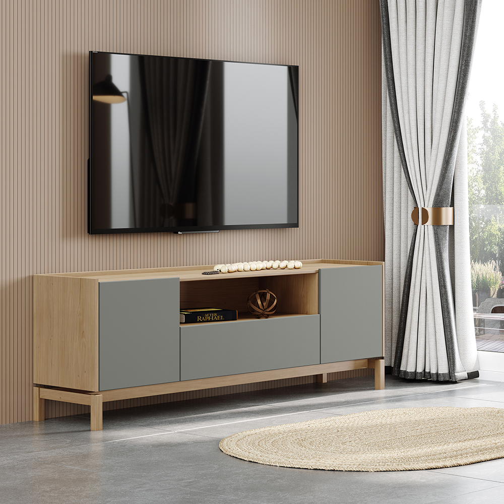 Rack Para TV 65 Polegadas 2P 1G 180 cm 2154 Oak Ferrolack Milani Store