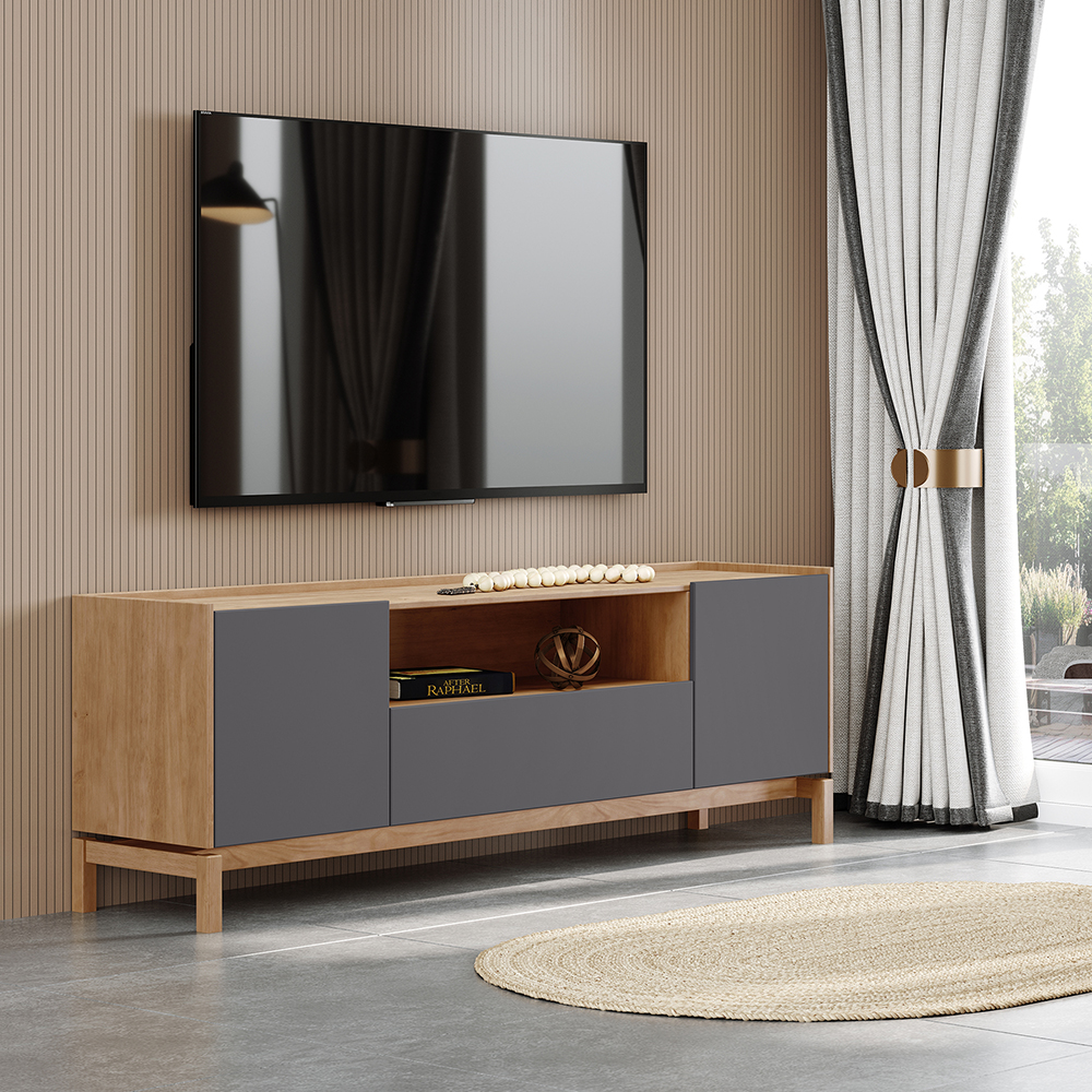 Rack Para TV 65 Polegadas 2P 1G 180 cm 2154 Tauari Concret Milani Store