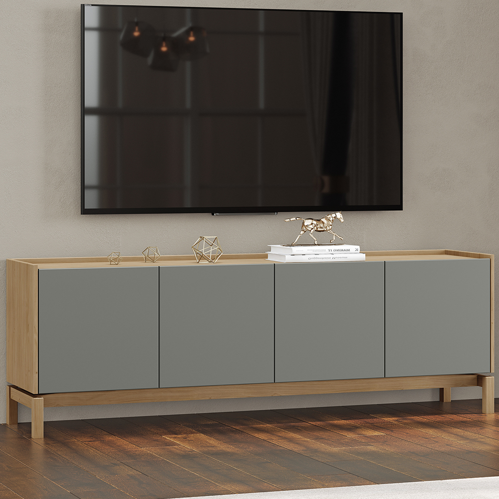 Rack Para TV 65 Polegadas 2P 2G 180 cm 2153 Oak Ferrolack Milani Store