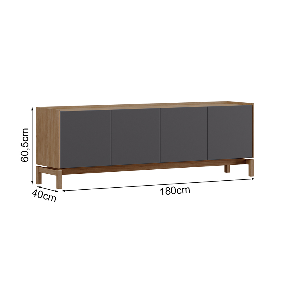 Rack Para TV 65 Polegadas 2P 2G 180 cm 2153 Tauari Concret Milani Store