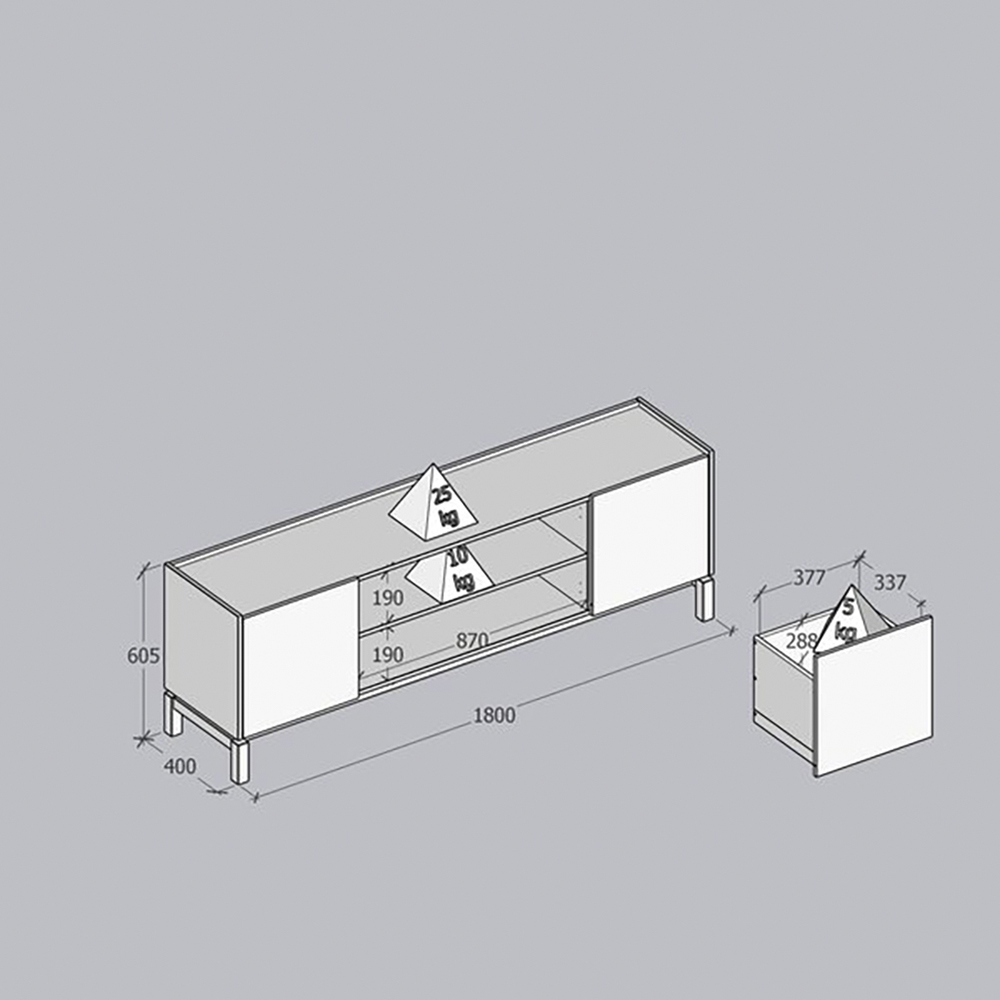 Rack Para TV 65 Polegadas 2P 2G 180 cm 2153 Tauari Concret Milani Store
