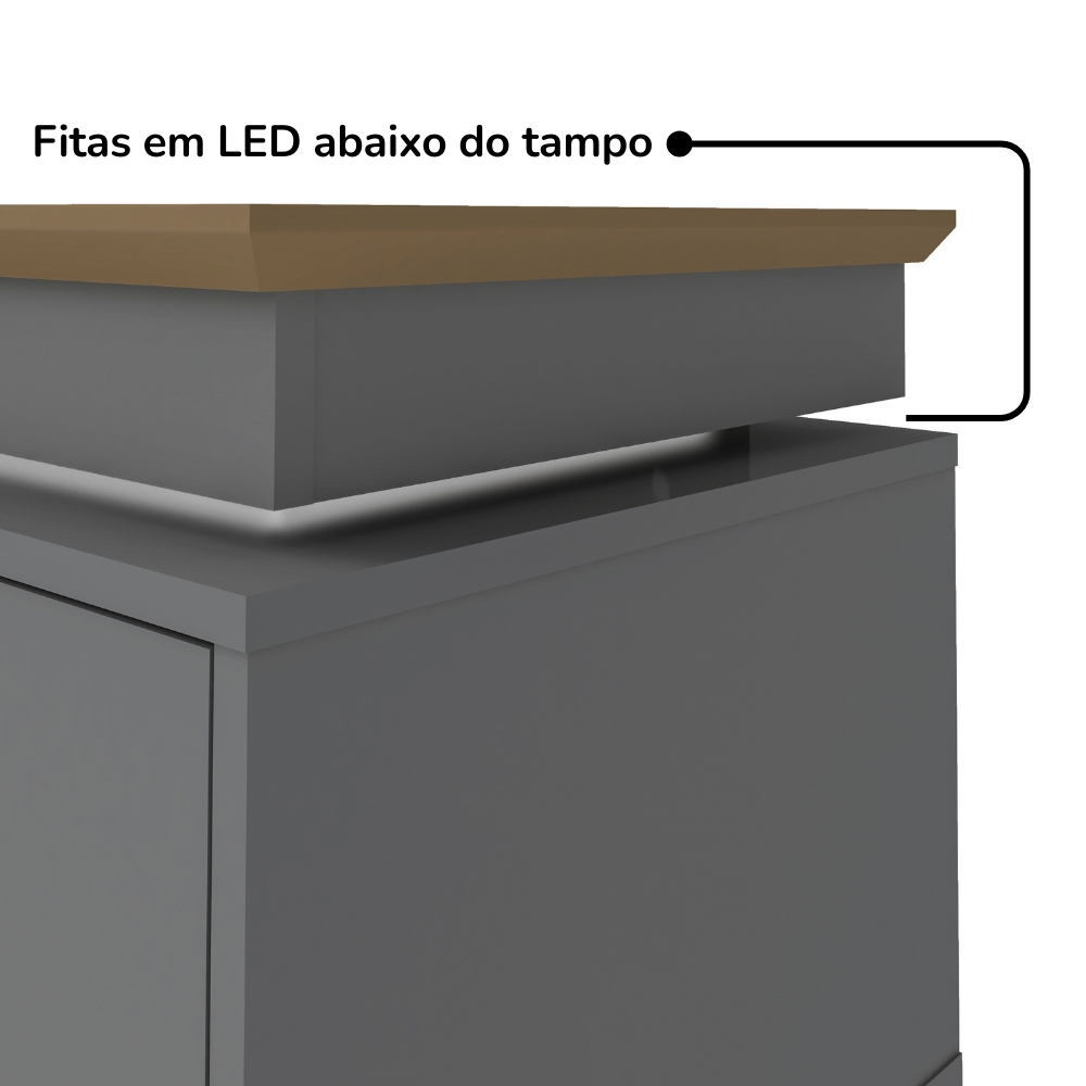 Rack Para TV 75 POL 2 Portas 180 cm 4378 Carvalho Grafite ARLY