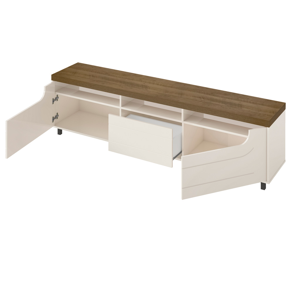Rack Sala de Estar Tv 75 Pol 200 cm 4441 Pinho Off White ARLY