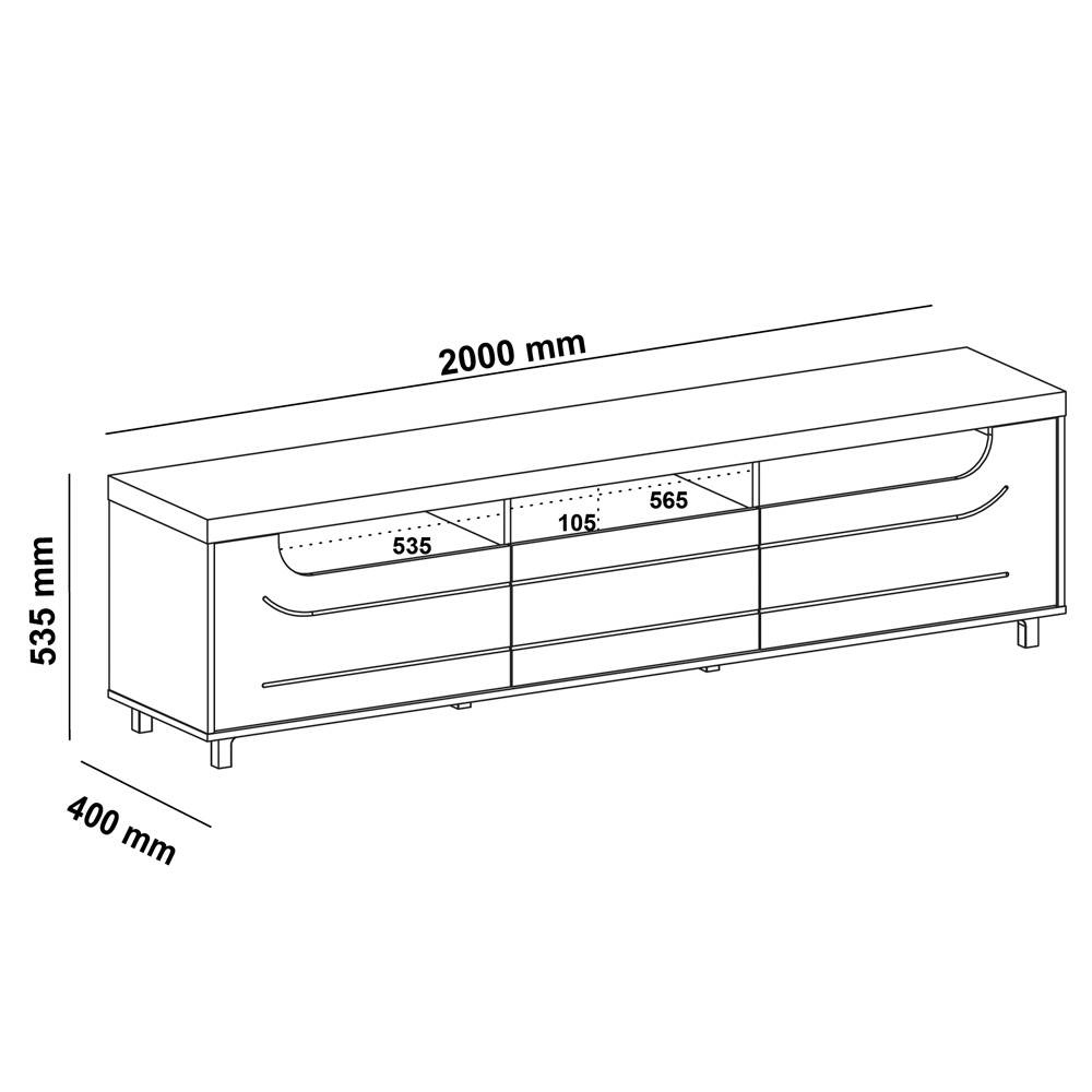 Rack Sala de Estar Tv 75 Pol 200 cm 4442 Carvalho Grafite ARLY