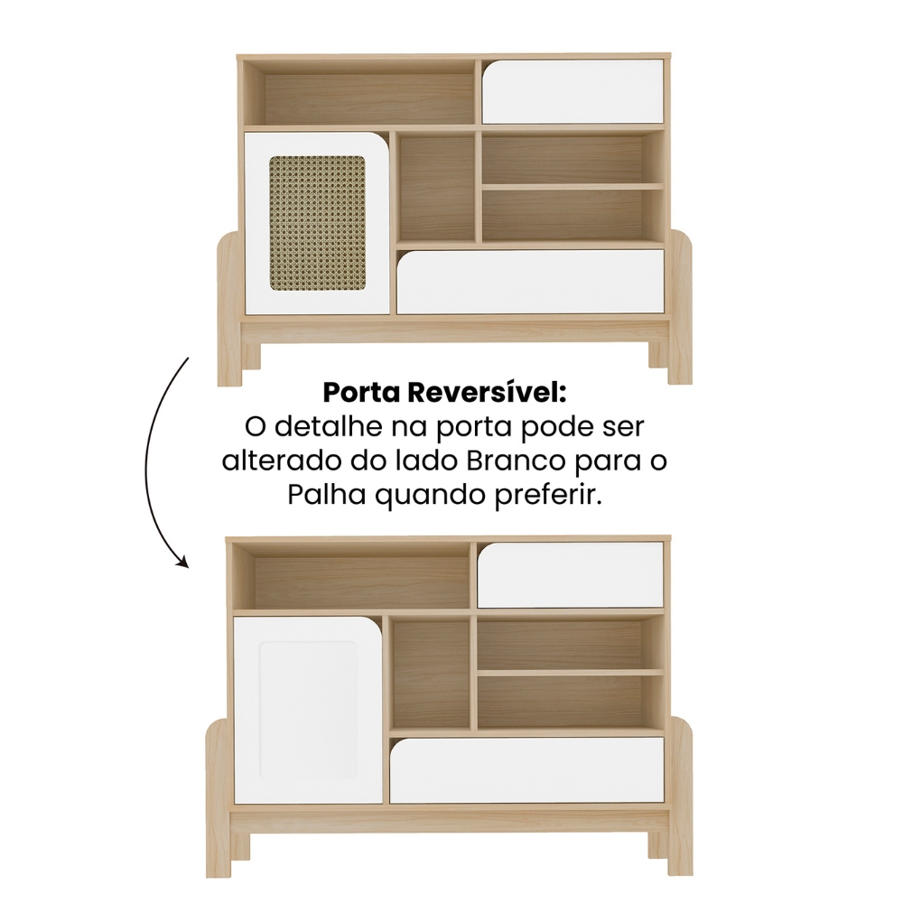 Rack Tv 65 Pol Buffet e Mesa De Centro Branco Naturale ARLY