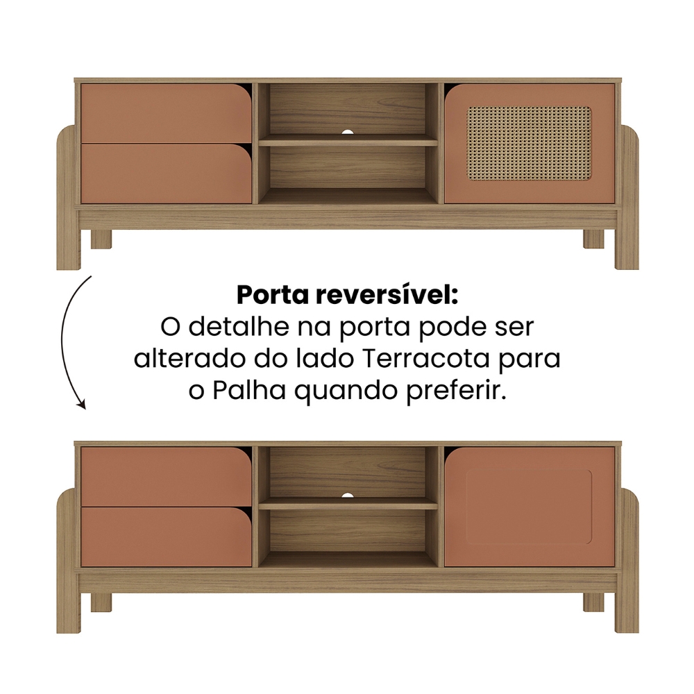 Rack Tv 65 Pol Buffet e Mesa De Centro Carvalho Terracota ARLY