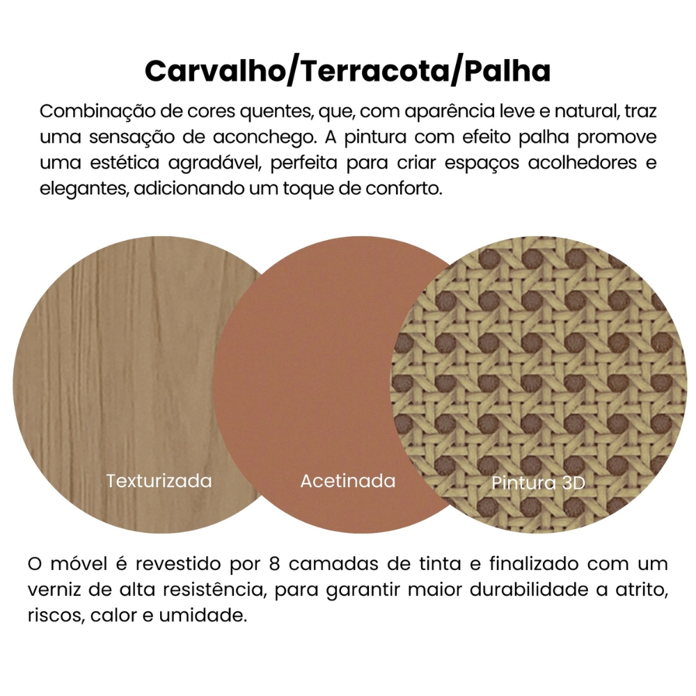 Rack Tv 65 Pol Buffet e Mesa De Centro Carvalho Terracota ARLY