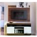 Rack Yara E Painel Maia Para TV 55 Polegadas Nogueira Real Off White CLB