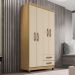 Roupeiro 4P 2G Moden 3565 100 cm Carvalho Am Off White INCP