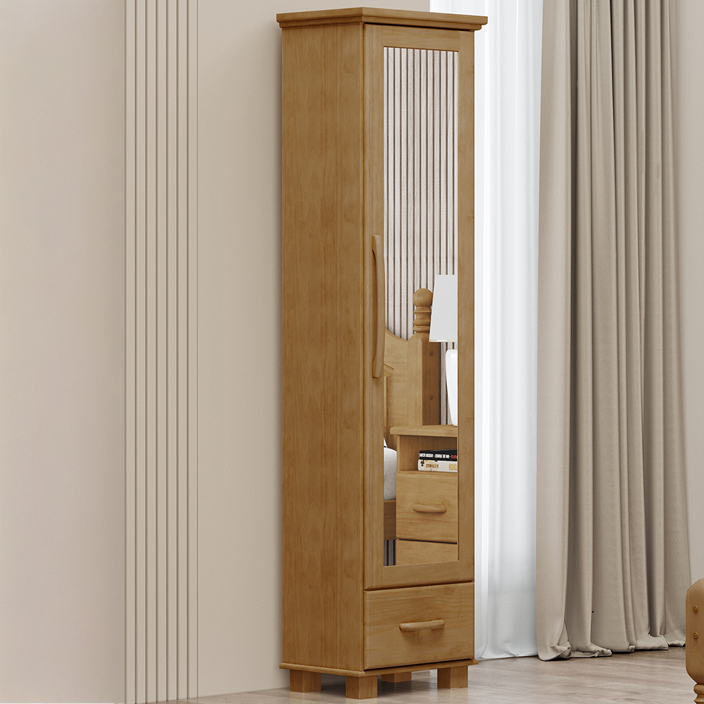 Sapateira 1 Porta Espelho Madeira Maciça 194x47 cm 2255 Freijo Milani Store