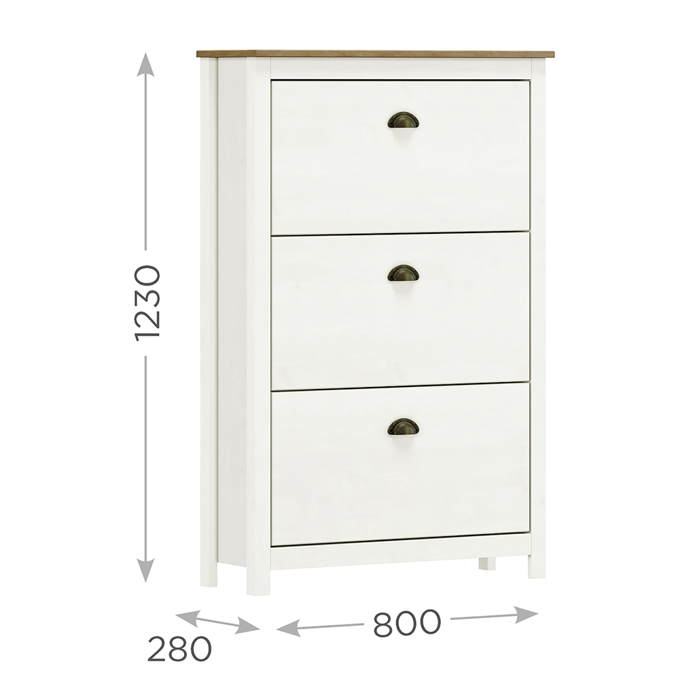 Sapateira 3 Gavetas Madeira Maciça 80 cm 9175 Branco Freijo Milani Store