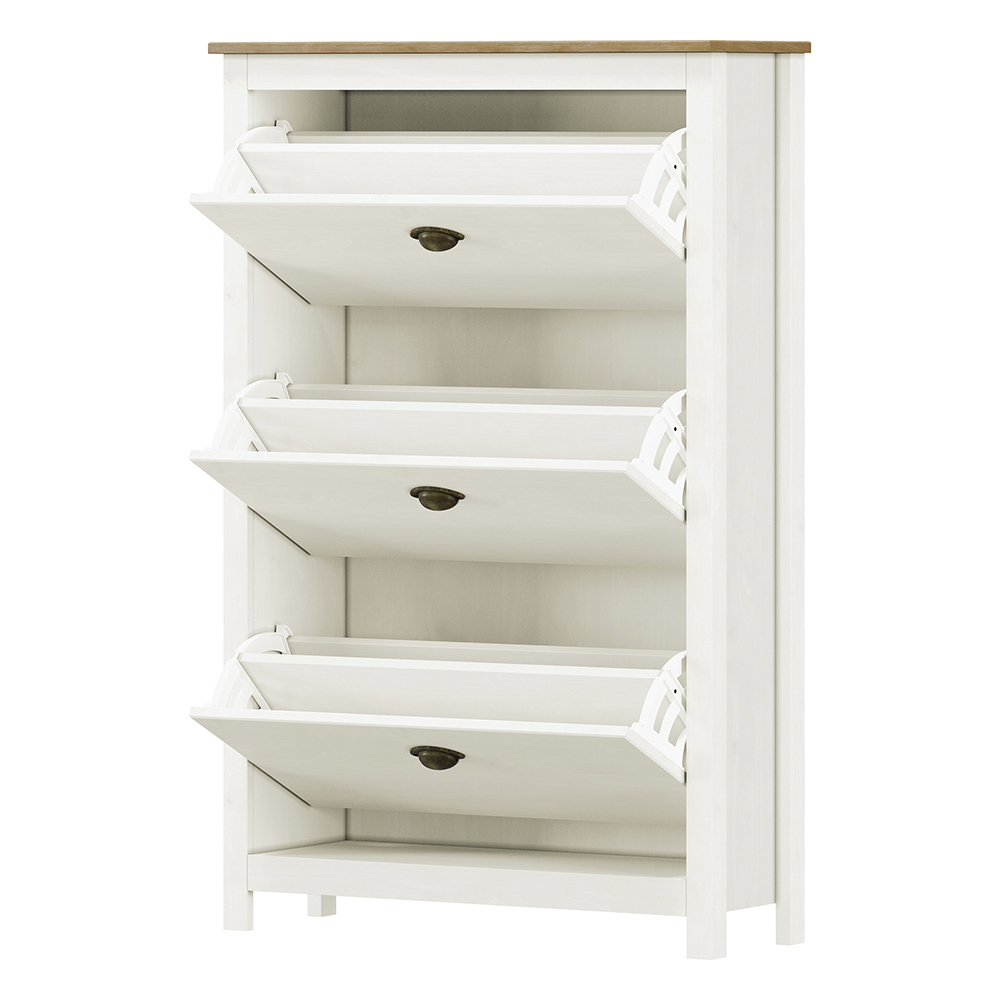 Sapateira 3 Gavetas Madeira Maciça 80 cm 9175 Branco Freijo Milani Store