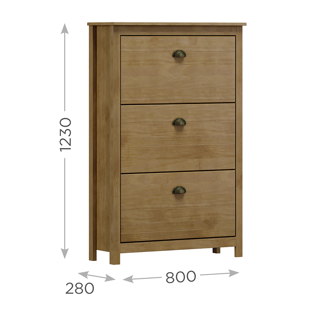 Sapateira 3 Gavetas Madeira Maciça 80 cm 9175 Freijo Milani Store