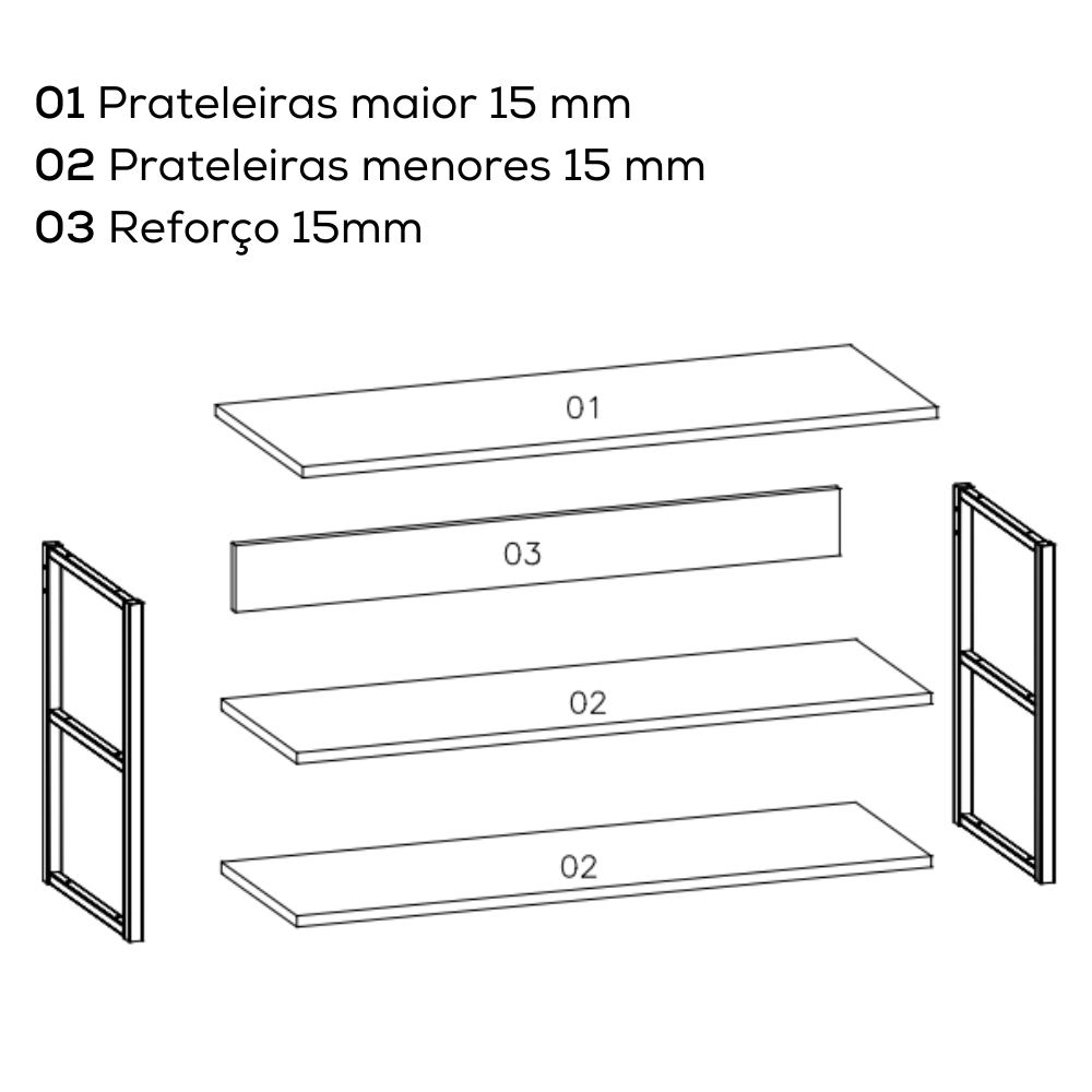 Sapateira Industrial 3 Prateleiras 88 cm LI020 Canela Branco KPB