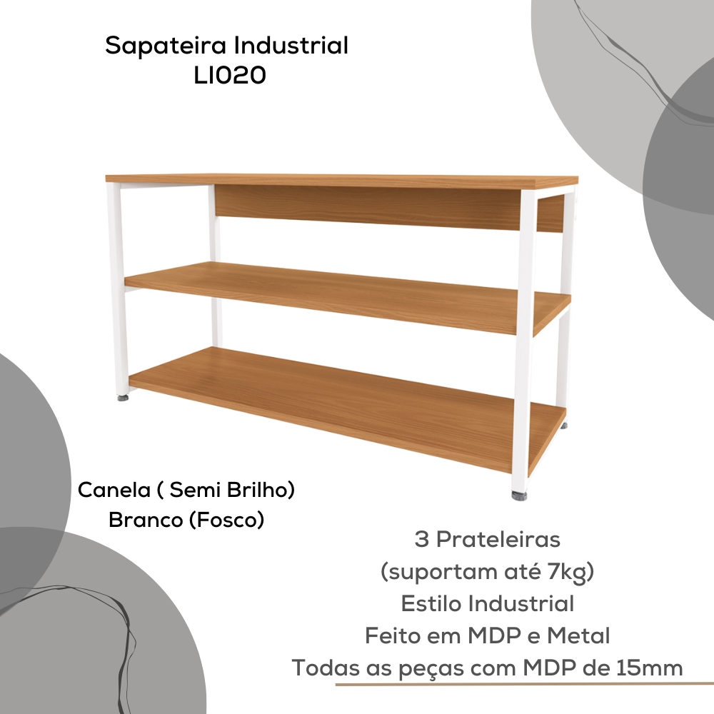Sapateira Industrial 3 Prateleiras 88 cm LI020 Canela Branco KPB