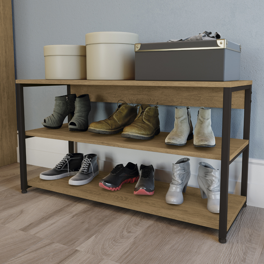 Sapateira Industrial 3 Prateleiras 88 cm LI020 Freijo Preto Fosco KPB