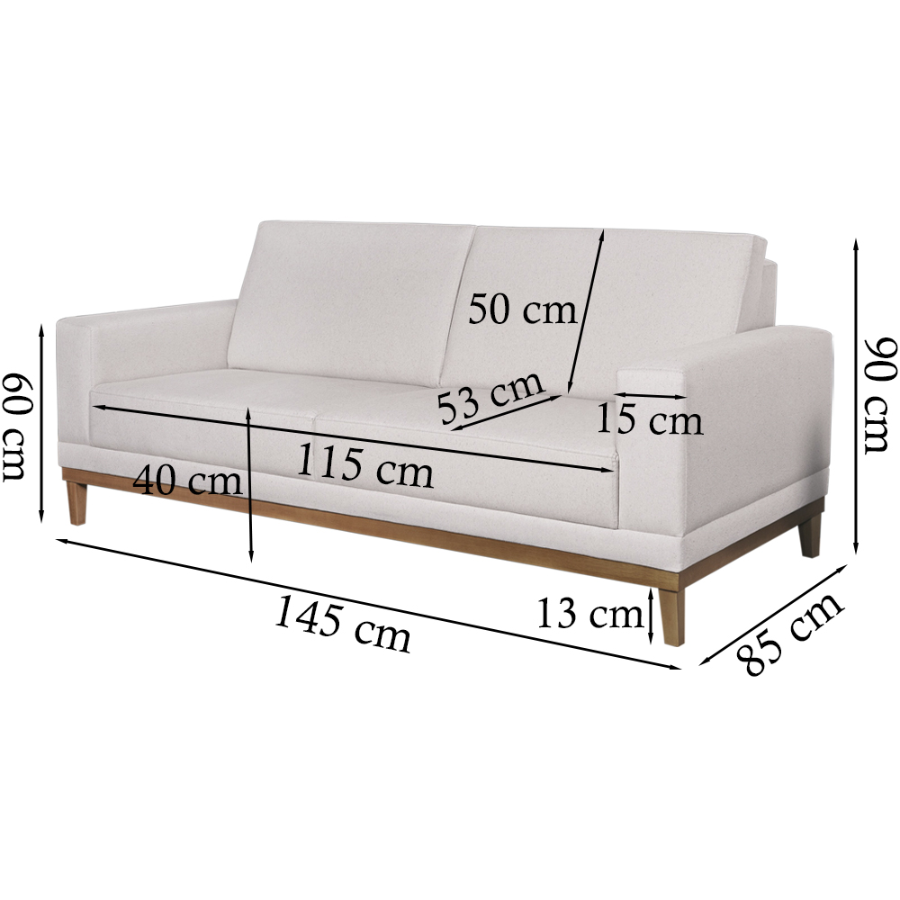 Sofa 2 Lugares 145 cm Crons Linho Bege Vazzano