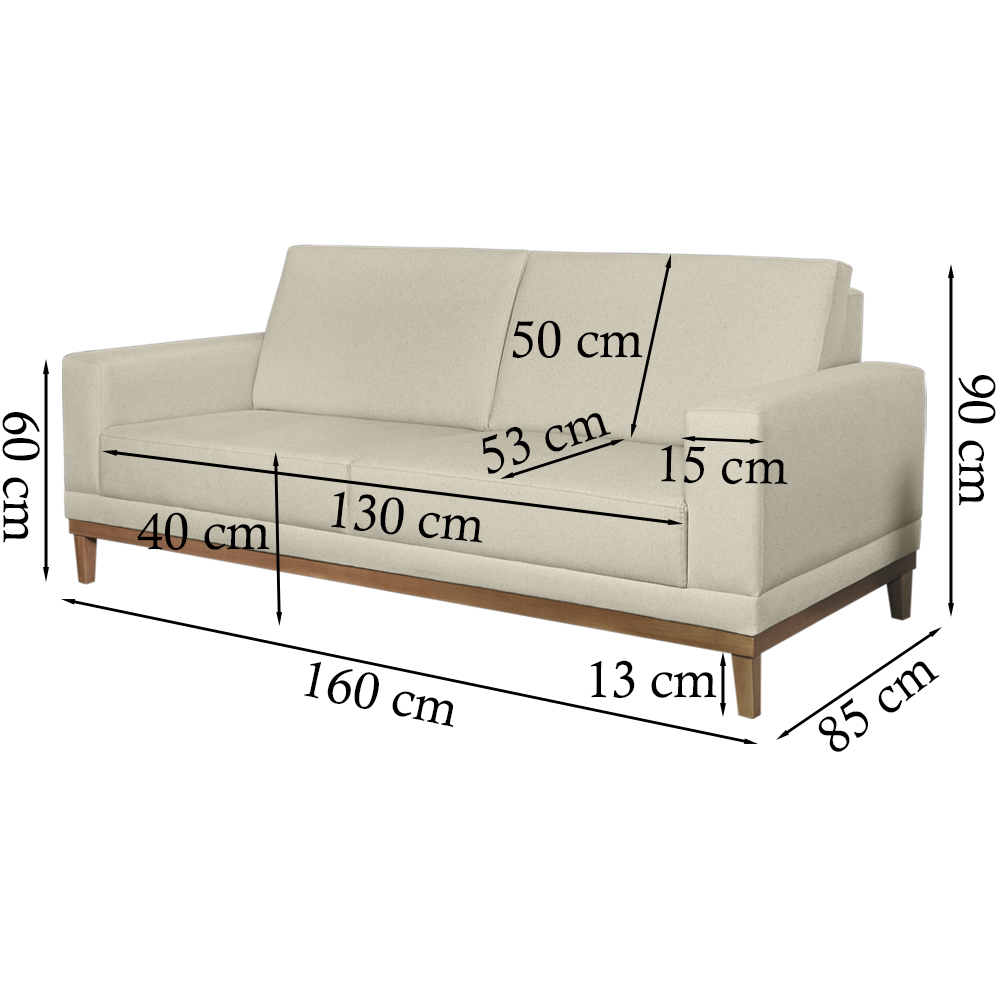 Sofa 2 Lugares 160 cm Crons Linho Cru Vazzano