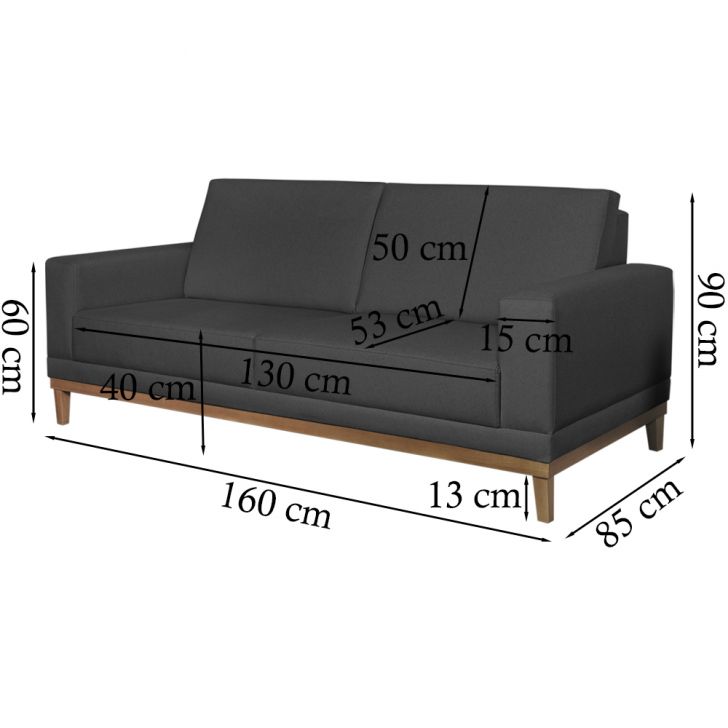 Sofa 2 Lugares 160 cm Crons Linho Grafite Vazzano