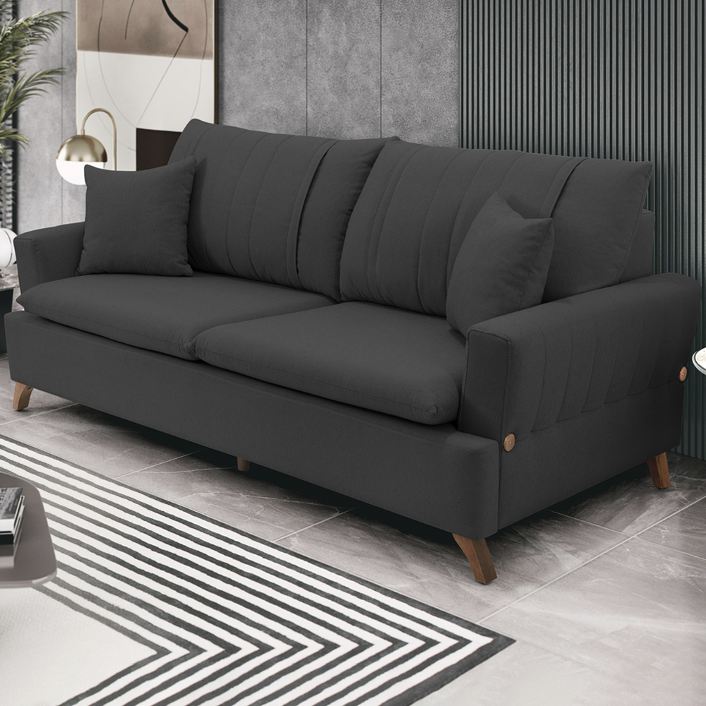 Sofa 2 Lugares 160 cm Eron Linho Grafite Vazzano