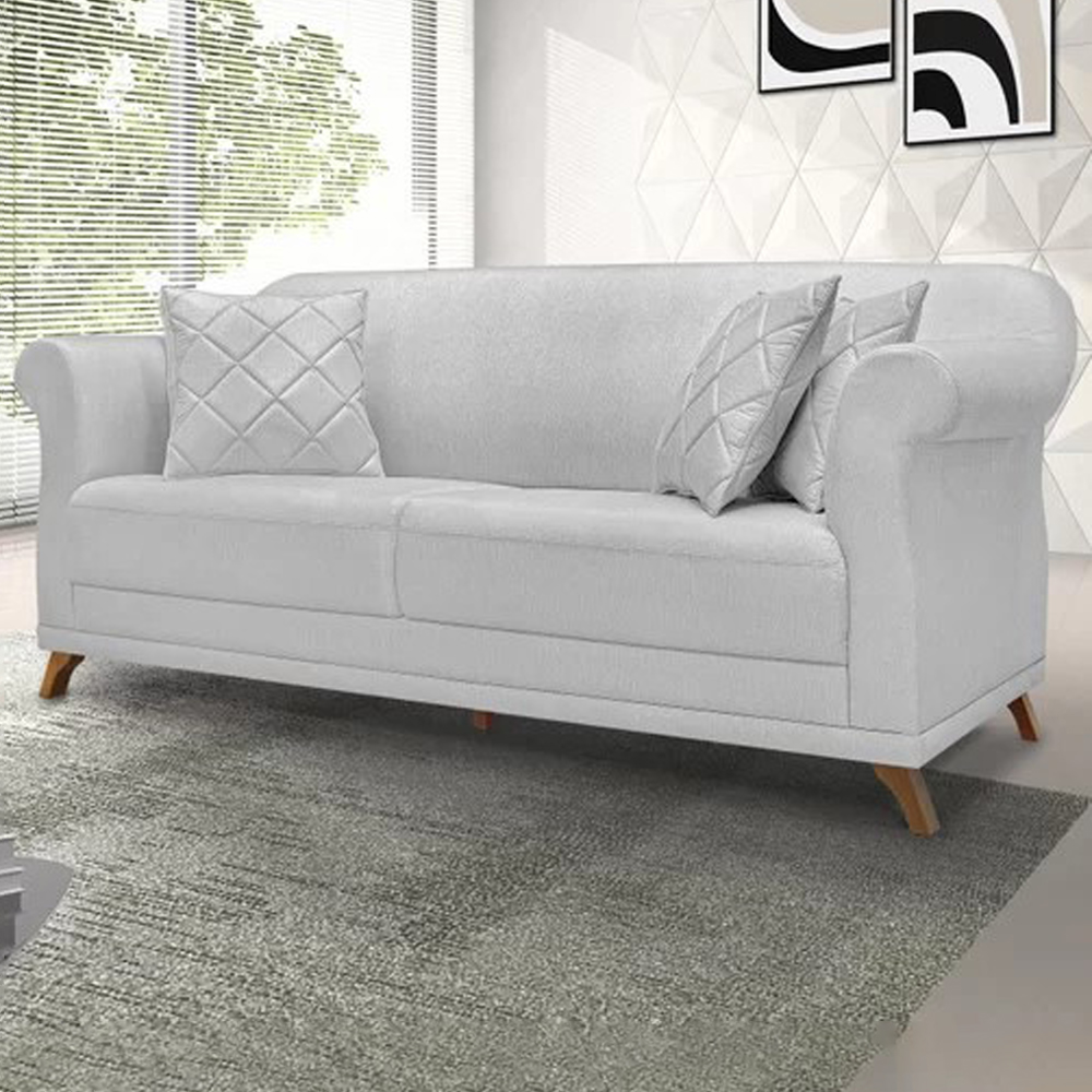 Sofa 2 Lugares Retro Polo 160cm Com Almofada Linho Grigio Ezz