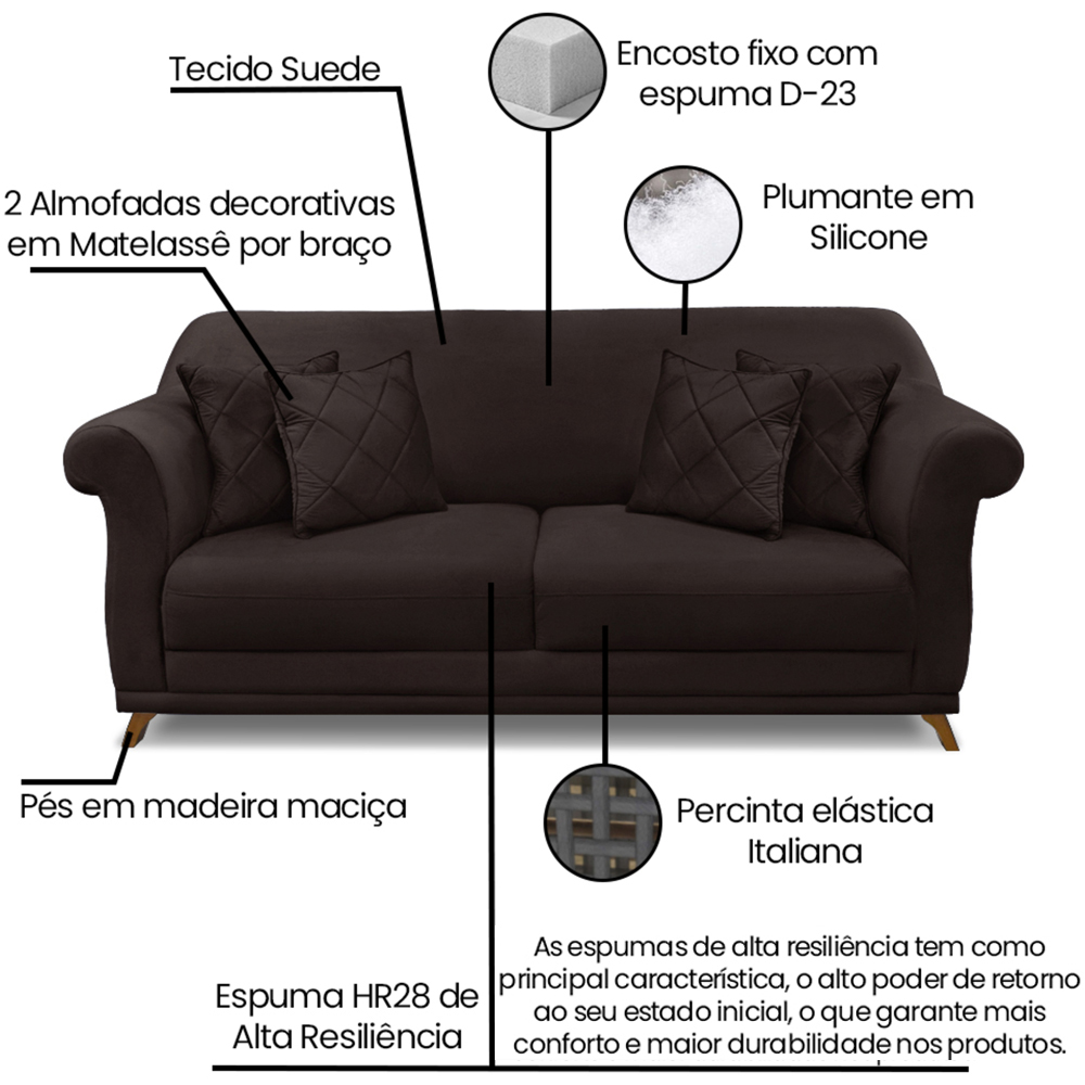 Sofa 2 Lugares Retro Polo 160cm Com Almofada Suede 1102 Ezz