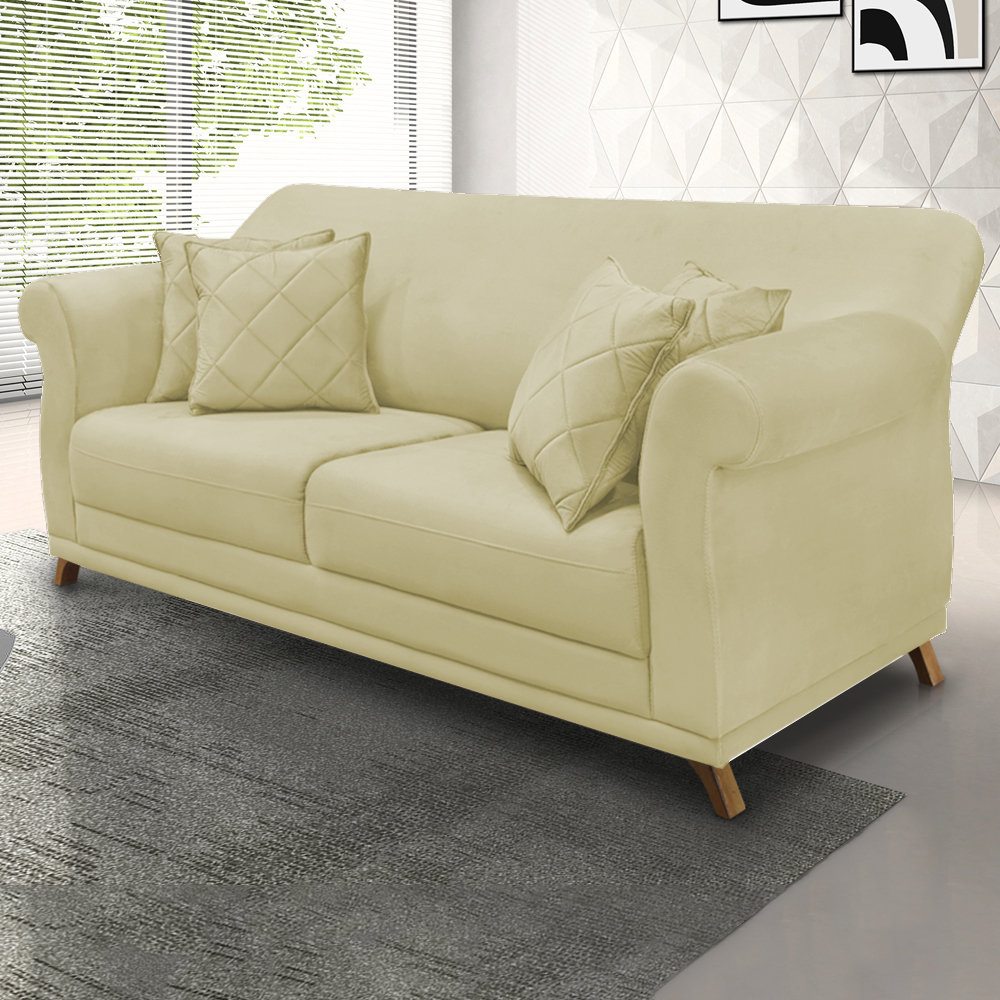 Sofa 2 Lugares Retro Polo 180cm Com Almofada Suede 1100 Ezz